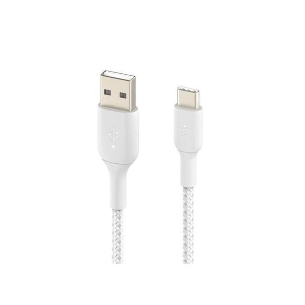Belkin White / Brand New / 1 Year Belkin, CAB002BT3MBK/WH BoostCharge Braided USB-C to USB-A Cable, 3M