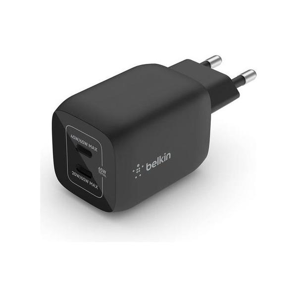 Belkin Black / Brand New / 1 Year Belkin, WCH013VFWH/BK Boost Charge Pro Dual USB-C GaN Wall Charger with PPS 65W