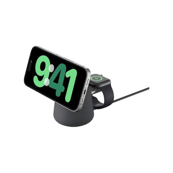 Belkin Communications Charcoal / Brand New / 1 Year Belkin, WIZ020VFH36/37 BoostCharge Pro 2-in-1 Wireless Charging Dock with MagSafe 15W