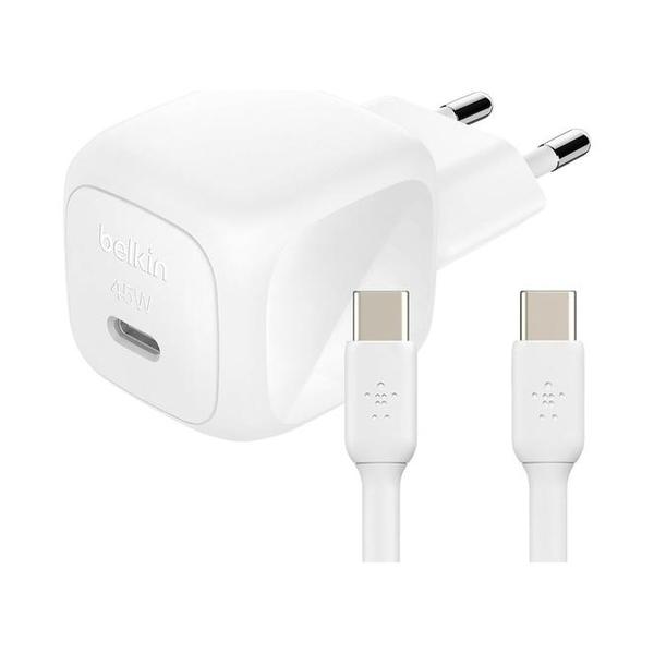 Belkin Electronics Accessories White / Brand New Belkin BoostCharge 45W Compact AC Charger + USB-C Cable, USB-C PD, Fast Charging, for All iPhone 17, iPhone 16, iPhone 15, Samsung Galaxy, Google Pixel, iPad, AirPods, and More