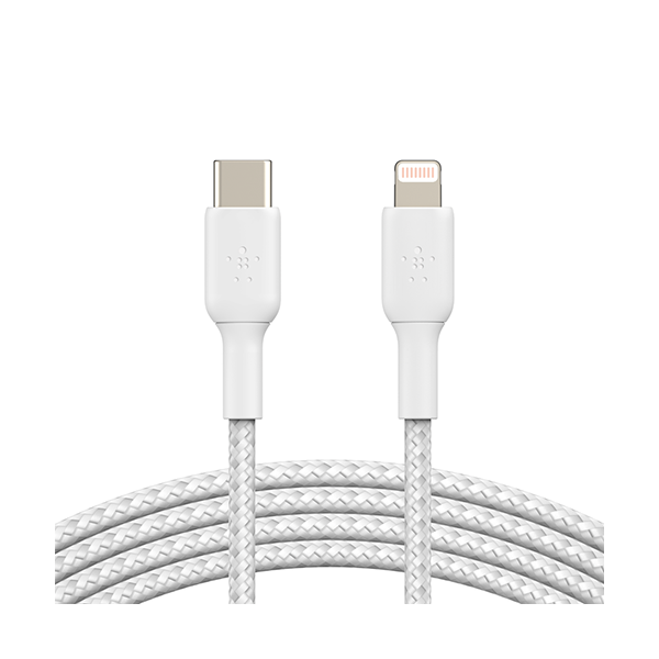 Belkin Electronics Accessories White / Brand New Belkin, BoostCharge Braided USB-C to Lightning Cable, 1m / 3.3ft