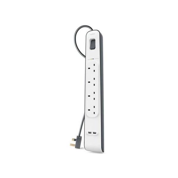 Belkin Electronics Accessories White / Brand New Belkin, BSV401af2M 4-Outlet Surge Protection Strip with 2 USB Ports – 2M Cord