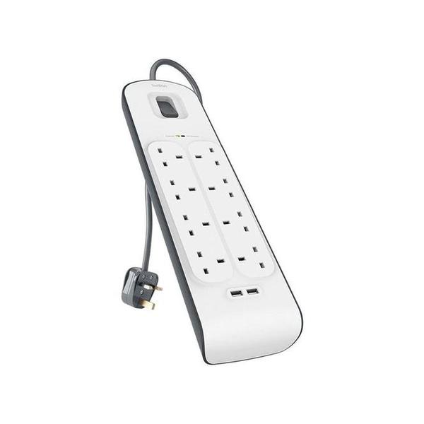 Belkin Electronics Accessories White / Brand New Belkin, BSV804af2M 8-Outlet Surge Protection Strip with 2 USB Ports – 2M Cord