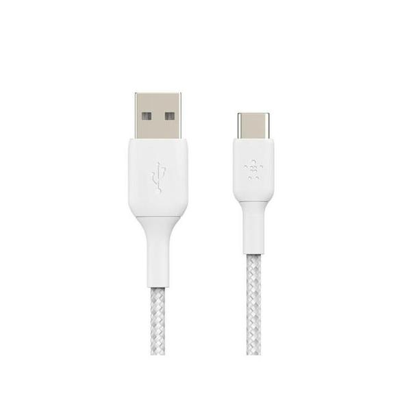 Belkin Electronics Accessories White / Brand New / 1 Year Belkin CAB002bt2MBK Braided USB-C Cable Boost Charge USB-C to USB Cable, USB Type-C Cable for Samsung, iPad Pro, Nintendo Switch and more, 2m