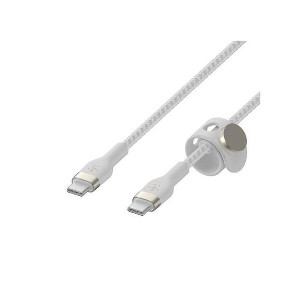 Belkin Electronics Accessories White / Brand New / 1 Year Belkin, CAB011BT1MBK/WH BoostCharge Pro Flex USB-C to USB-C Braided Silicone Cable 1m