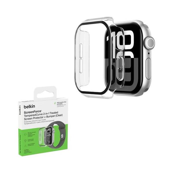 Belkin Electronics Accessories Transparent / Brand New Belkin, OWA002HQCL ScreenForce TemperedCurve 2-in-1 Apple Watch Screen Protector for Series 10 (42mm), Apple Watch case with 360˚ protection and protective bumper, tempered glass screen protector - clear