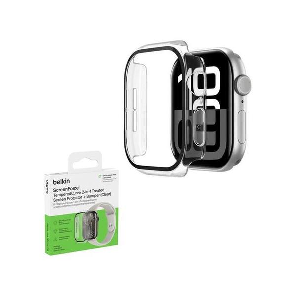 Belkin Electronics Accessories Transparent / Brand New Belkin, OWA003HQCL ScreenForce TemperedCurve 2-in-1 Apple Watch Screen Protector for Series 10 (46mm), Apple Watch case with 360˚ protection and protective bumper, tempered glass screen protector - clear