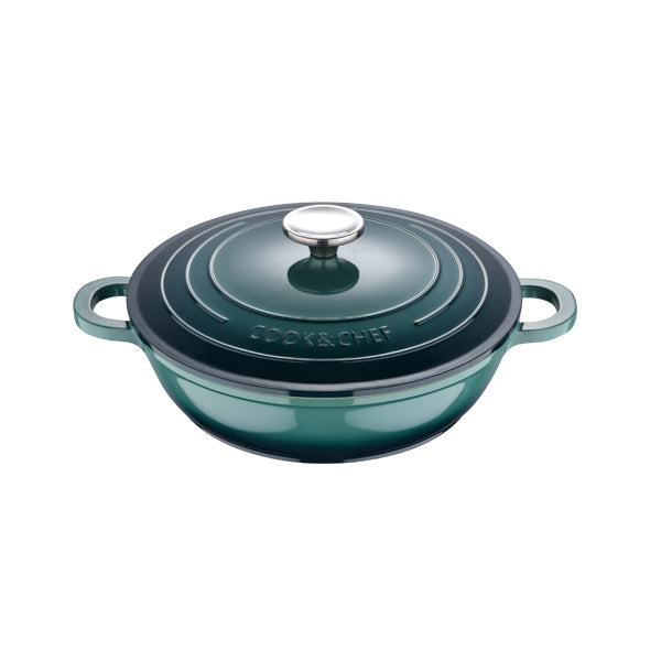 Bergner Kitchen & Dining Green / Brand New Bergner, Shallow Pot 24X6.5Cm Cast Alu Ind W/Lid - BG-36103-GR