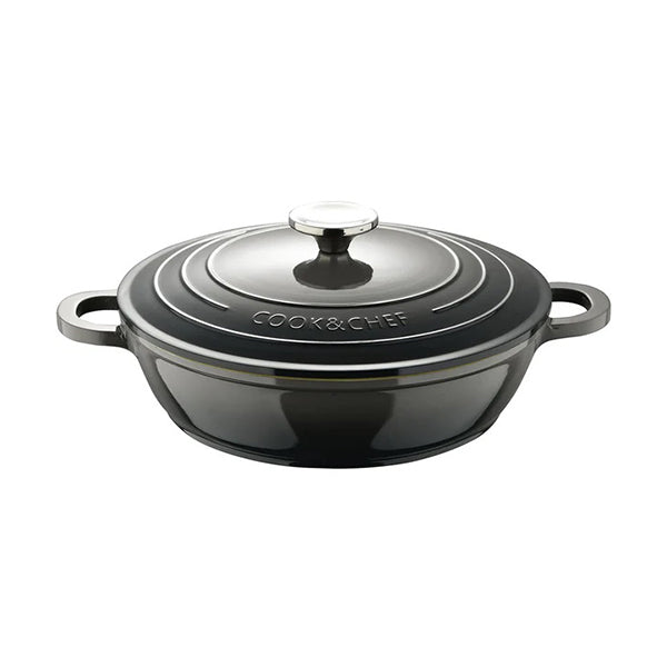Bergner Kitchen & Dining Grey / Brand New Bergner, Shallow Pot 24X6.5Cm Cast Alu Ind W/Lid - BG-36103-GY