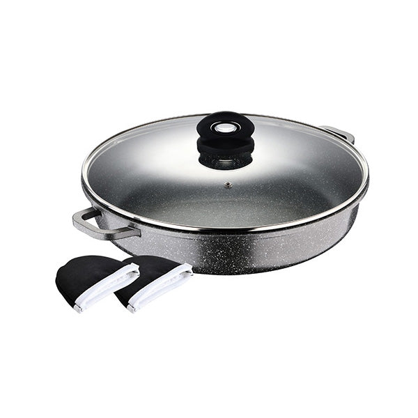Bergner Kitchen & Dining Black / Brand New Bergner, Shallow Pot 36X7.5Cm 6L Cast Aluminium Ind W/Lid - BG-30802-GY