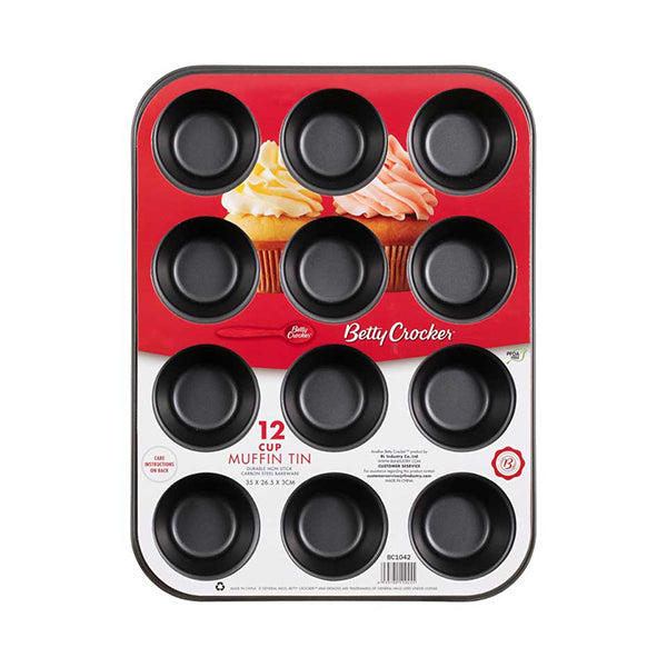 Betty Crocker Kitchen & Dining Black / Brand New Betty Crocker, BC1042, 12 Cup Muffin Pan - 36 x 26.5 x 3cm