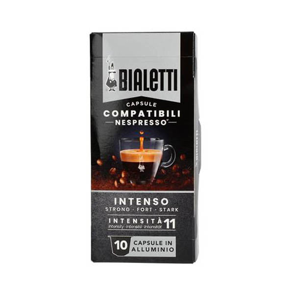 Bialetti Beverages Brand New Bialetti, 10 Pcs Nespresso Compatible Capsules, Intenso - 096080351