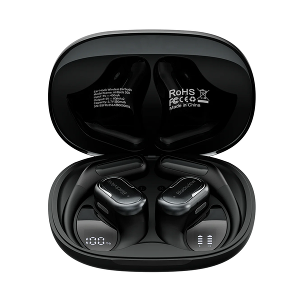 Blackview Audio Black / Brand New / 1 Year Blackview AirBuds 300 IPX5 Waterproof Smart Digital Power Display ENC Noise Cancellation Microphone Bluetooth 6.0 Open-ear OWS Earbuds