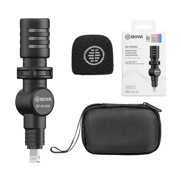 Boya Audio Black / Brand New Boya, BY-M100D, External Microphone for iPhone, iPad, iOS - Mini Mic for iPhone with MFi-Certified Lightning Jack, 180° Swivel - Apple Smartphone Microphone for Video Recording, Vlogging, Interviews