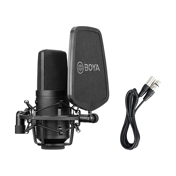 Boya Audio Black / Brand New Boya, Large Diaphragm Cardioid Condenser XLR Microphone for Studio, Podcasting and streaming, Recording Vocals, Acoustic Instruments, Home Audio YouTube Video