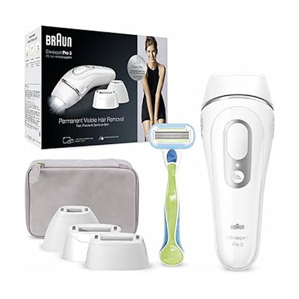 Braun Personal Care Silk-expert Pro 3 PL3233 IPL with 4 extras: Wide Head, Precision Head, Venus Razor, Zip Pouch