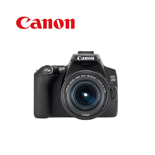 Canon Cameras Black / Brand New / 1 Year Canon EOS 250D Digital SLR Camera (Black) + Canon EF-s 18-55mm f/4-5.6 IS STM Lens