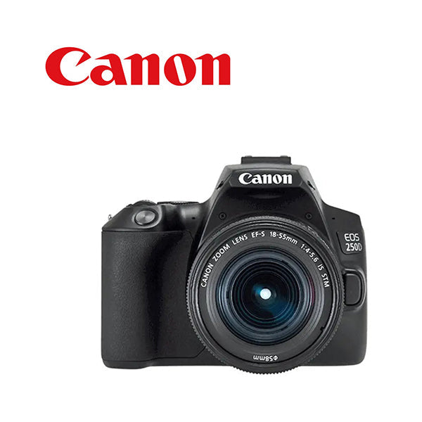 Canon Cameras Black / Brand New / 1 Year Canon EOS 250D DSLR Camera with 18-55mm