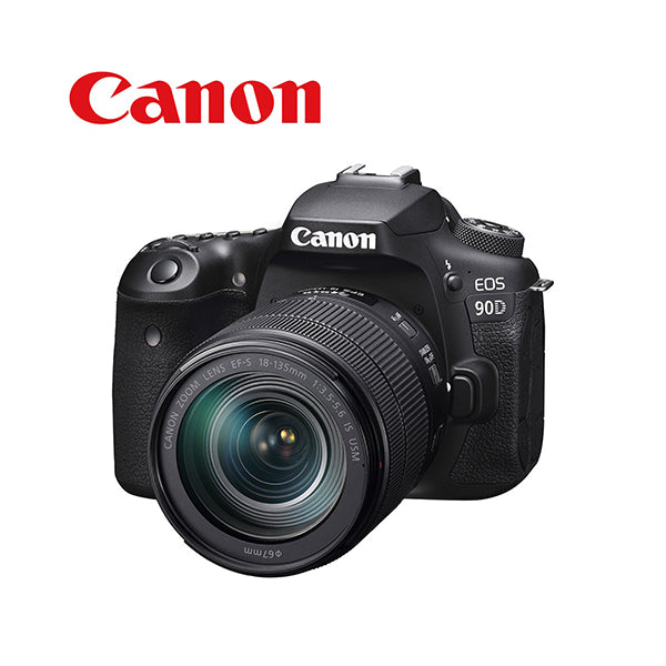 Canon Cameras Black / Brand New / 1 Year Canon EOS 90D DSLR Camera + 18-135mm Lens