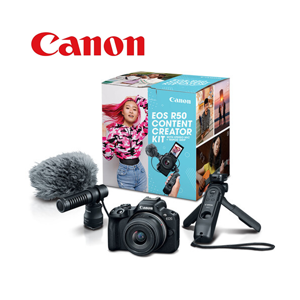 Canon Cameras Black / Brand New / 1 Year Canon EOS R50 Content Creator Kit