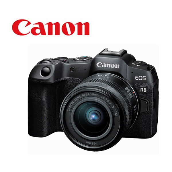 Canon Cameras Black / Brand New / 1 Year Canon EOS R8 Mirrorless Camera with RF 24-50mm f/4.5-6.3 IS STM Lens