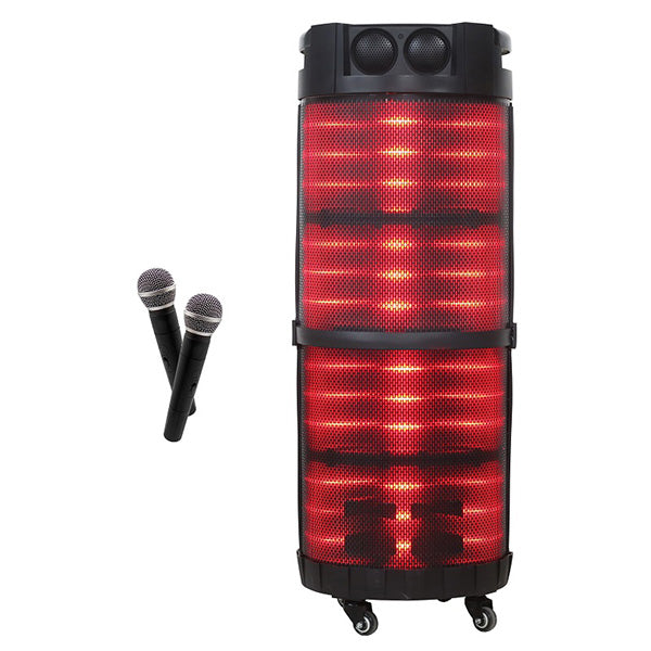 Conqueror Audio Red Black / Brand New Conqueror Speaker with 12'' woofer Microphones Bluetooth USB DJ Lights - S62