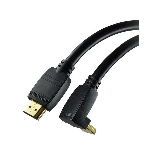 Conqueror Electronics Accessories Black / Brand New Conqueror HDMI Cable 4K High-Speed Ethernet and Audio Gold Plated Connectors Angled Side 1.8 Meter - C46A