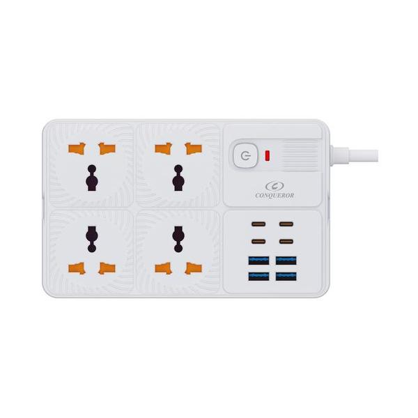 Conqueror Electronics Accessories Conqueror Power Strip 4-way w/ 8usb – G164W