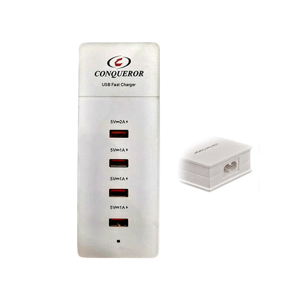 Conqueror Electronics Accessories White Conqueror USB Wall Charger 4 Ports USB Charging Station Power Adapter - CH58D