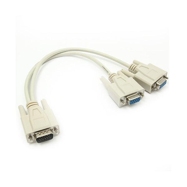 Conqueror Electronics Accessories White / Brand New Conqueror VGA Cable Single to Double Splitter 1 Male to 2 Male Splitter Grey - C91