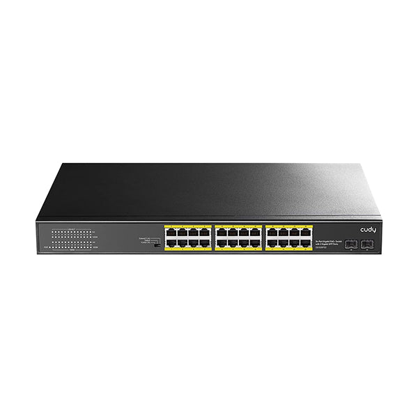 Cudy Networking Black / Brand New / 1 Year Cudy, 24 Gigabit Ethernet Unmanaged PoE+ Switch, 300W, 24 * 100/1000Mbps PoE+ Ports, 2 Gigabit SFP - GS1028PS2