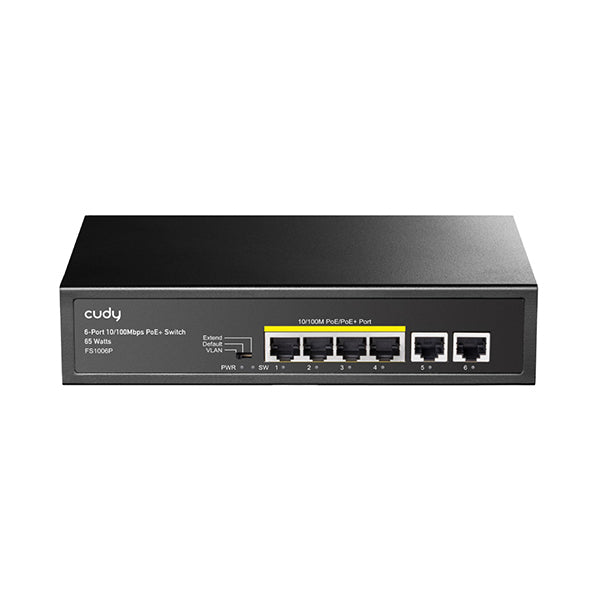 Cudy Networking Black / Brand New / 1 Year Cudy, 6-Port 10/100M PoE+ Switch - FS1006P