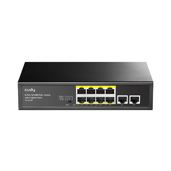 Cudy Networking Black / Brand New / 1 Year Cudy, 8-Port 10/100M PoE+ Switch with 2 Uplink Ports - FS1010P