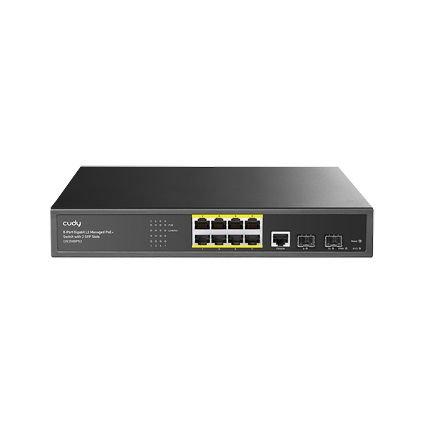 Cudy Networking Black / Brand New / 1 Year Cudy 8-Port Gigabit L2 Managed PoE+ Switch with 2 SFP Slots - GS2008PS2