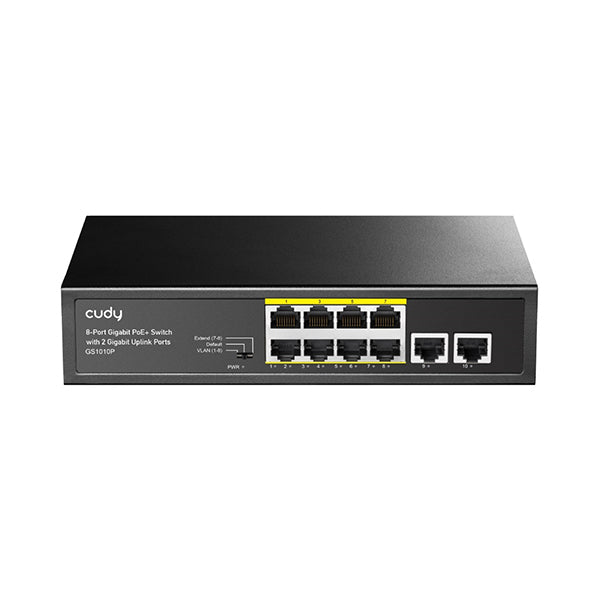 Cudy Networking Black / Brand New / 1 Year Cudy, 8-Port Gigabit PoE+ Switch with 2 Gigabit Uplink Ports 120W - GS1010P