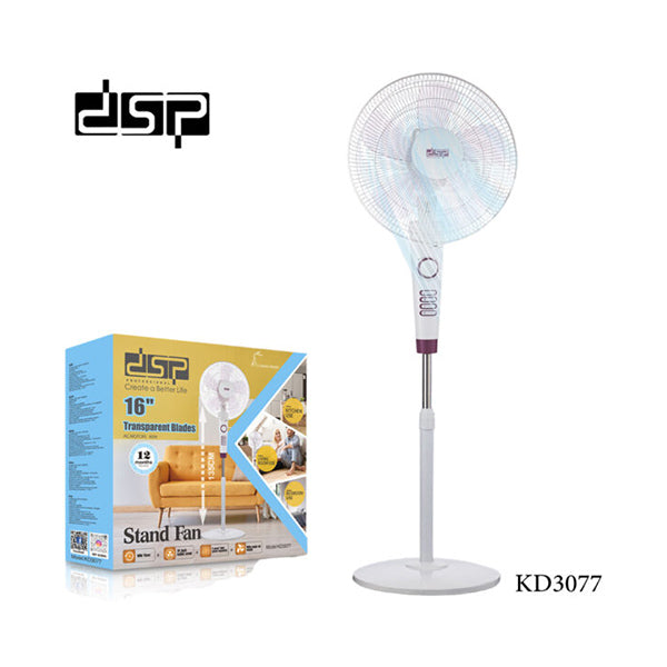 DSP Household Appliances White / Brand New DSP KD-3077, 16″ Adjustable Stand Fan