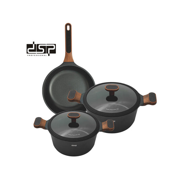 DSP Kitchen & Dining Black / Brand New 5 Pcs Dsp Nonstick Multi-cookware Set With 2 Lids Ca009-s02 - CA009-S02
