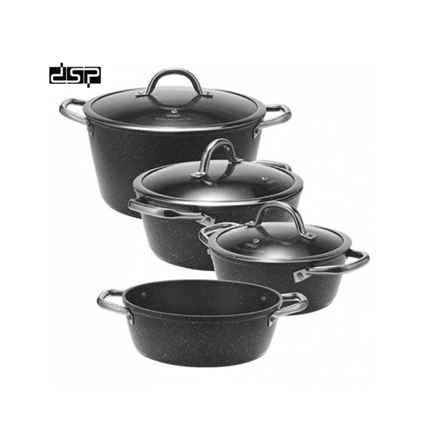 DSP Kitchen & Dining Black / Brand New Dsp 7 Pcs Non-stick Professional Casserole Cookware Set Ca008-s02 - 96256