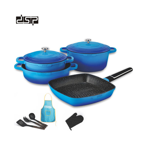 DSP Kitchen & Dining Blue / Brand New DSP CA013-S01, 9 Pcs Deluxe Non-stick Casserole Cookware Set