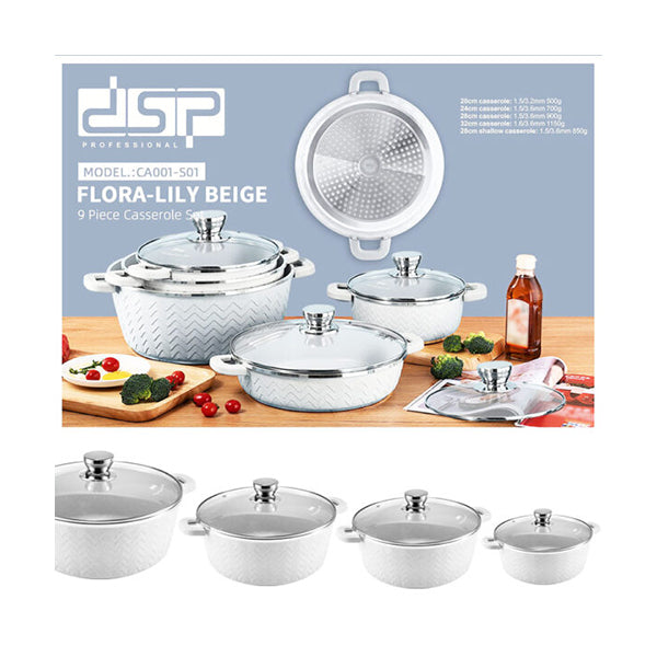 DSP Kitchen & Dining White / Brand New DSP Cookware Set Of 9 PCS CA001-S01 - CA001-S01