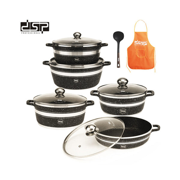 DSP Kitchen & Dining Black / Brand New DSP Deluxe Non-Stick Multi-Cookware set of 12 PCS CA015-S01 - 98653