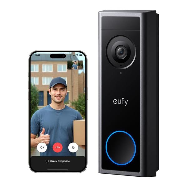 Eufy Building Materials eufy C30 Security Video Doorbell Camera, Battery Powered,2K FHD,165° Ultra-Wide View, Easy Installation, Live Video Call, AI Human Detection for People and Packages, HomeBase 3 Compatible, No Monthly Fee