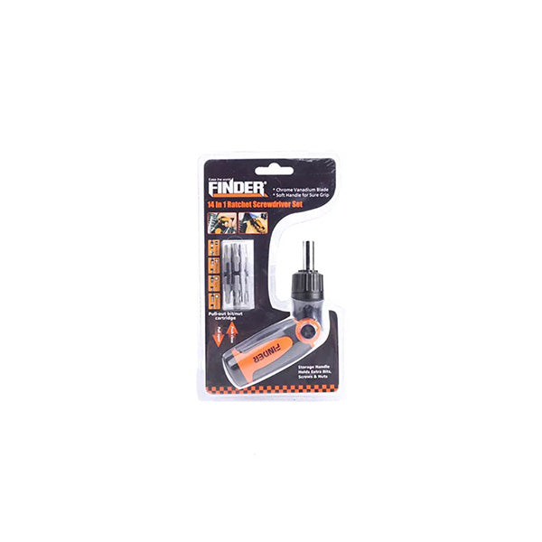 Finder Tools Black Orange / Brand New Finder, 14 In 1 Ratchet Screwdriver And Bits Set - 193234