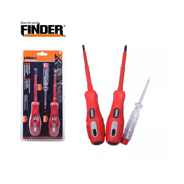 Finder Tools Red / Brand New Finder, 3Pcs VDE Screwdrivers Set - 193083