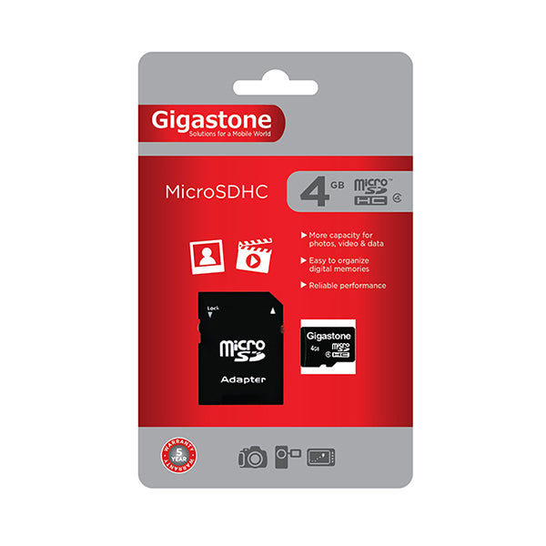 Gigastone Electronics Accessories Black / Brand New Gigastone Memory Micro SD 4 GB with Adapter Class 4 - M136A