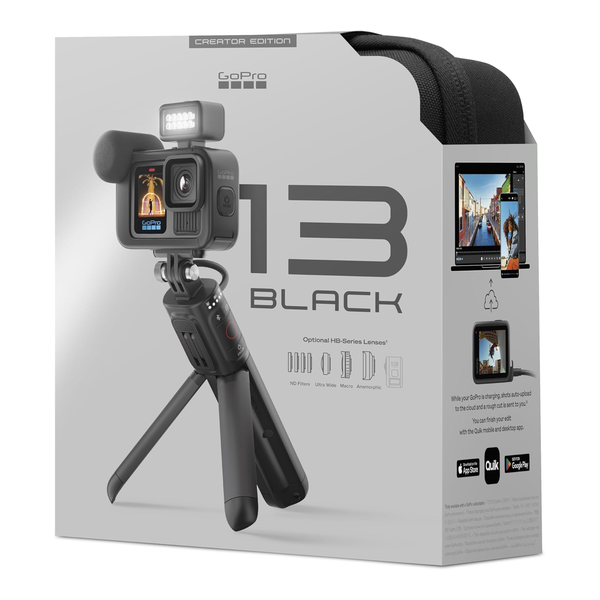 GoPro GoPro HERO13 Black Creator Edition - Includes HERO13 Black, Volta (Battery Grip, Tripod, Remote), Media Mod, Light Mod, Enduro Battery, Magnetic Latch Mount and Carrying Case