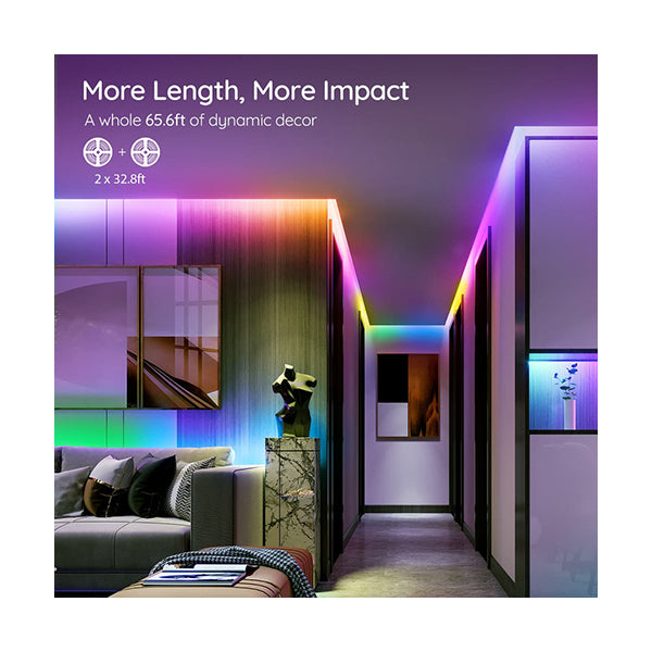 Govee 32.8ft Color Changing LED Strip Lights, Bluetooth LED Lights with App  Control, Remote, Control Box, 64 Scenes and Music Sync Lights for Bedroom