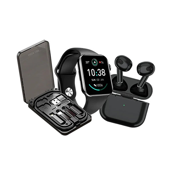 Green Lion Jewelry Black / Brand New Green Lion, 3-In-1 Ultimate Combo, Smart Watch, Earbuds & Multi-Functional Box