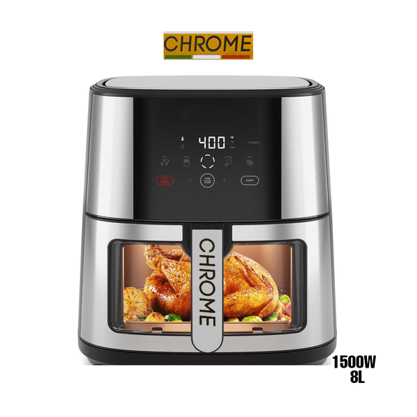 HAY-POWER Kitchen & Dining Chrome Air Fryer XXL 8L with Transparent Basket 1500W (CHR-AF850AST)