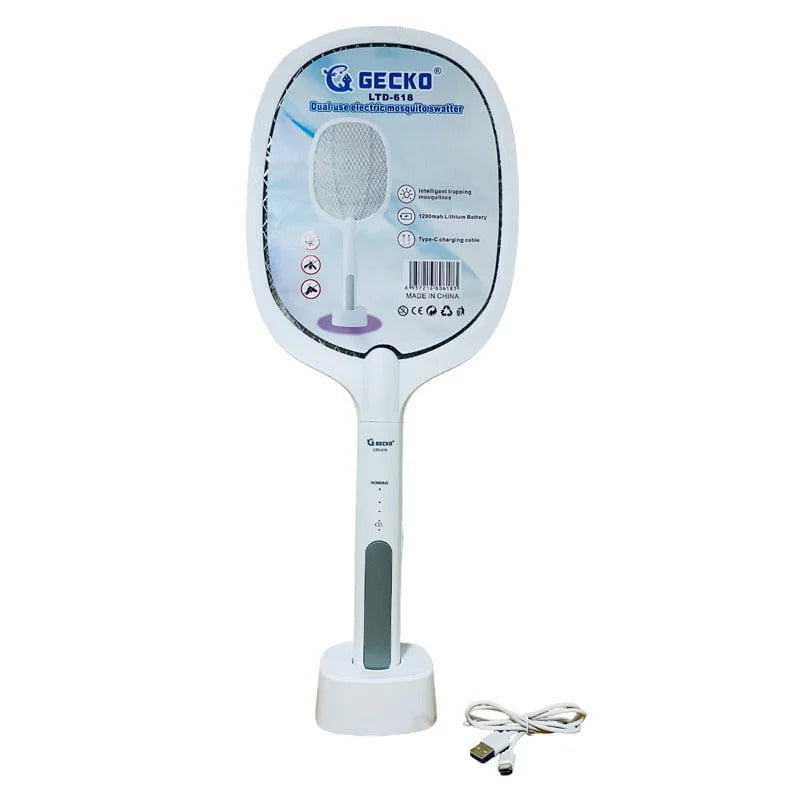 Hay-Tech Household Supplies White / Brand New Gecko Dual-Use Electric Mosquito Racket LTD-618